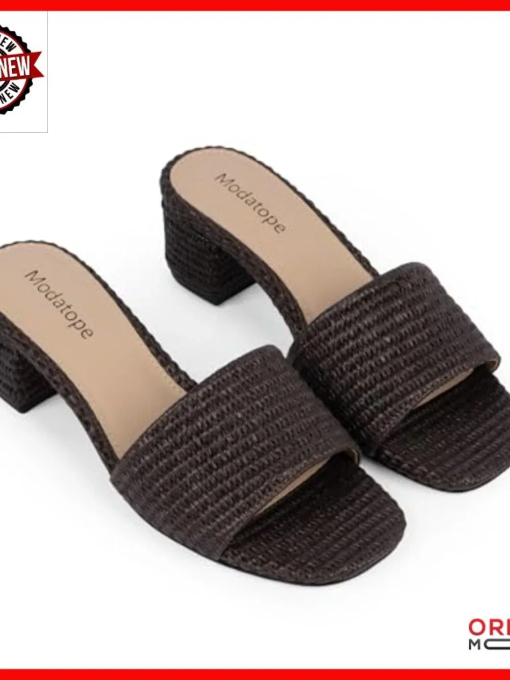 Braided Chunky Heel Square Toe Sandals Women Mules 2 Inch Heel